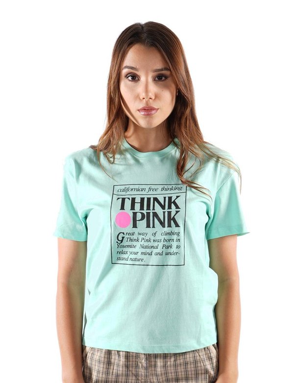 Think Pink T-Shirt Woman - eisgrün